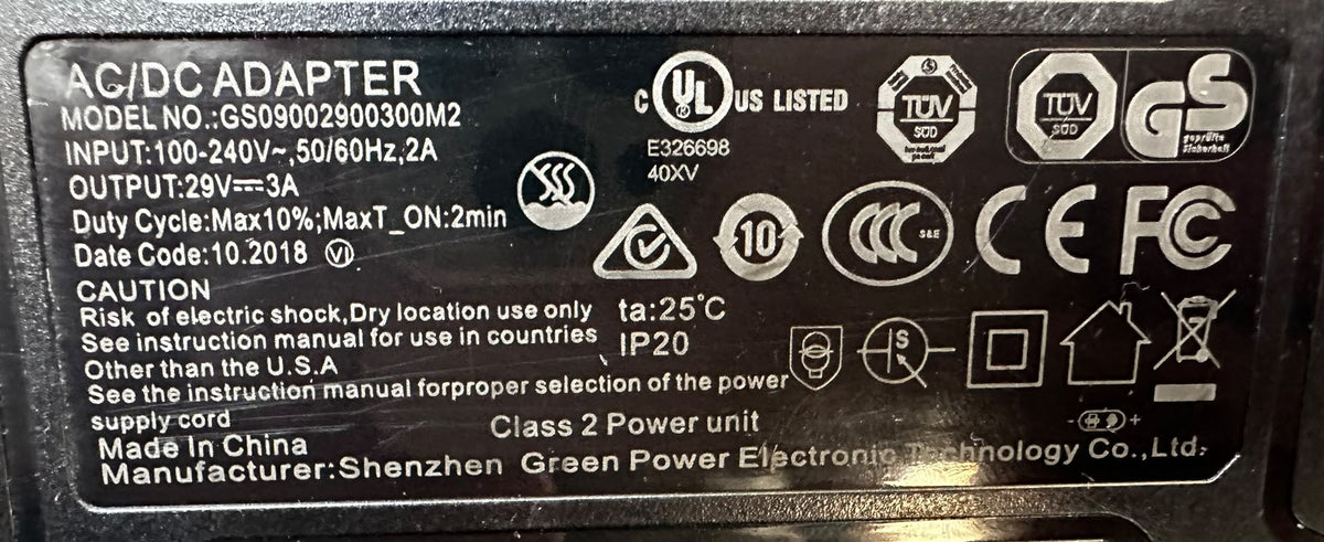 AC/DC Adapter GS09002900300M2 – 29V 3A
