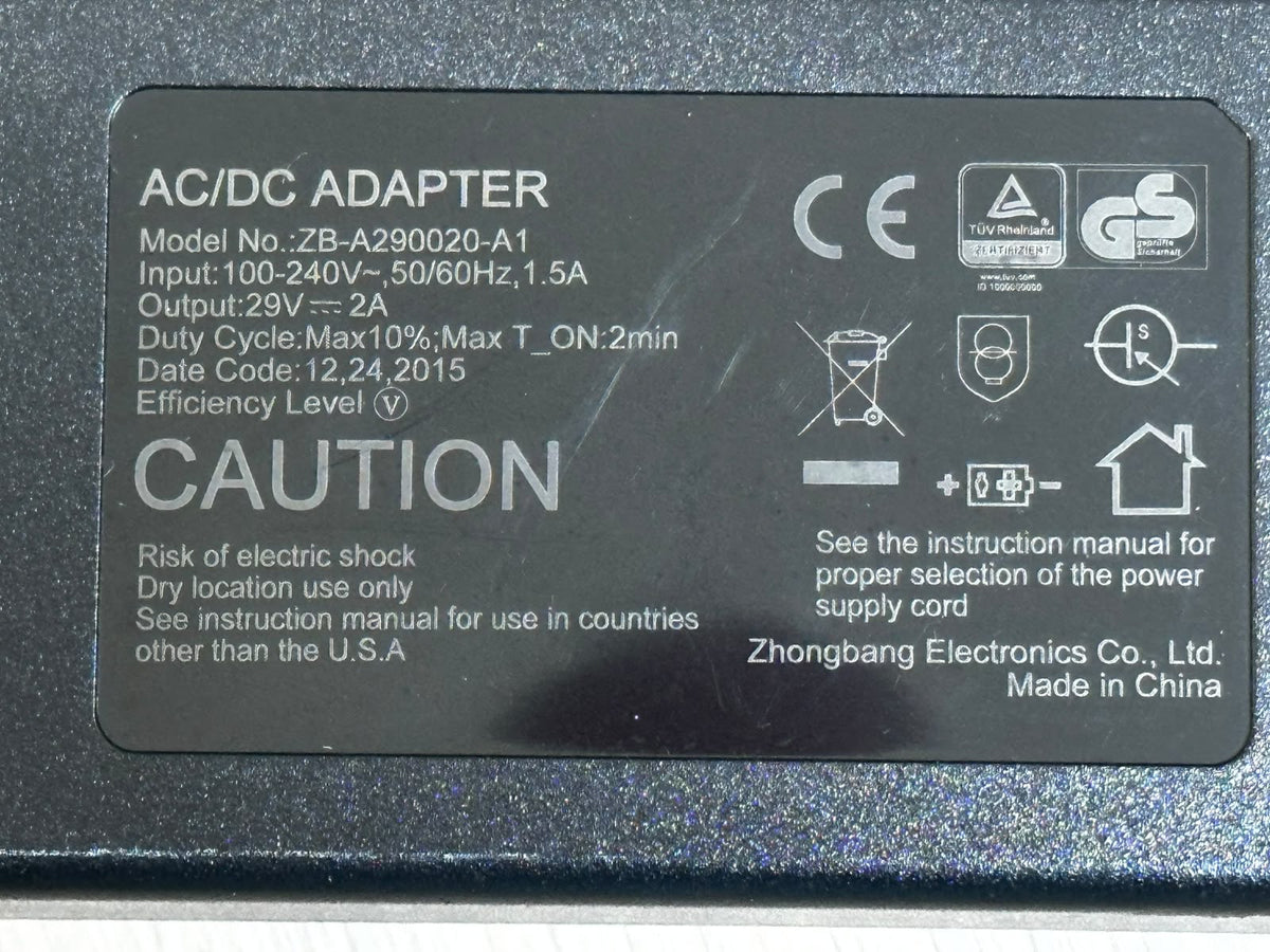 AC/DC Adapter ZB-A290020-A1 – 29V 2A