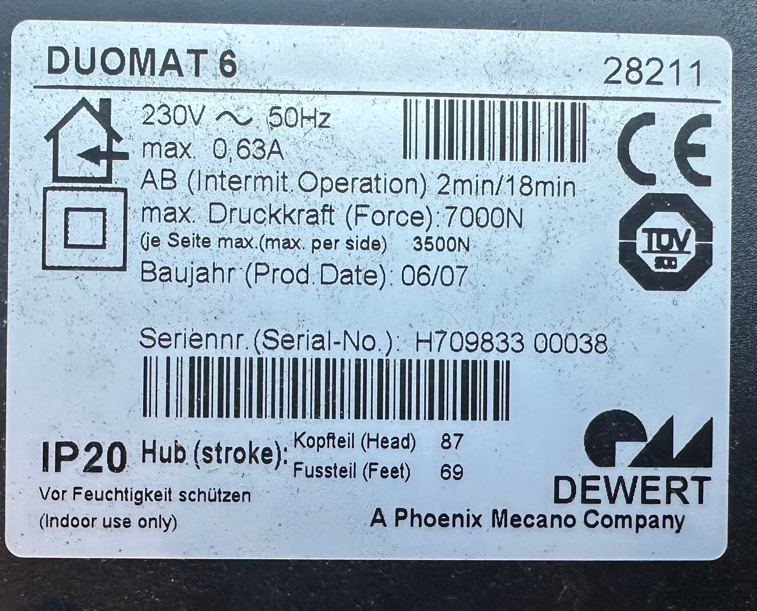 Duomat 6 motor DEWERT