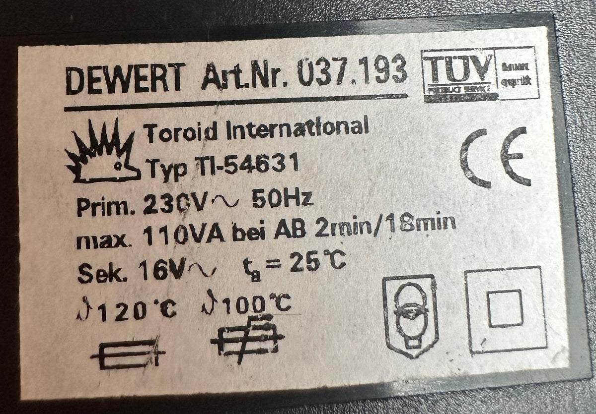 Dewert 037.193 Transformator – TI-54631 – 230V / 16V – Bedmotor