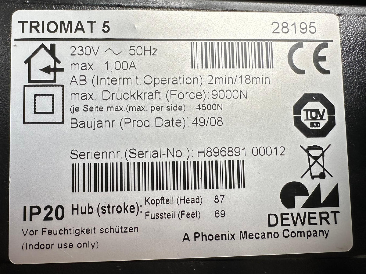 Dewert Triomat 5 bedmotor 28195 – 9000 N – slag 87/69 mm