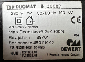 Dewert Duomat 5 bedmotor – typenummer 30083 – 87/69 mm
