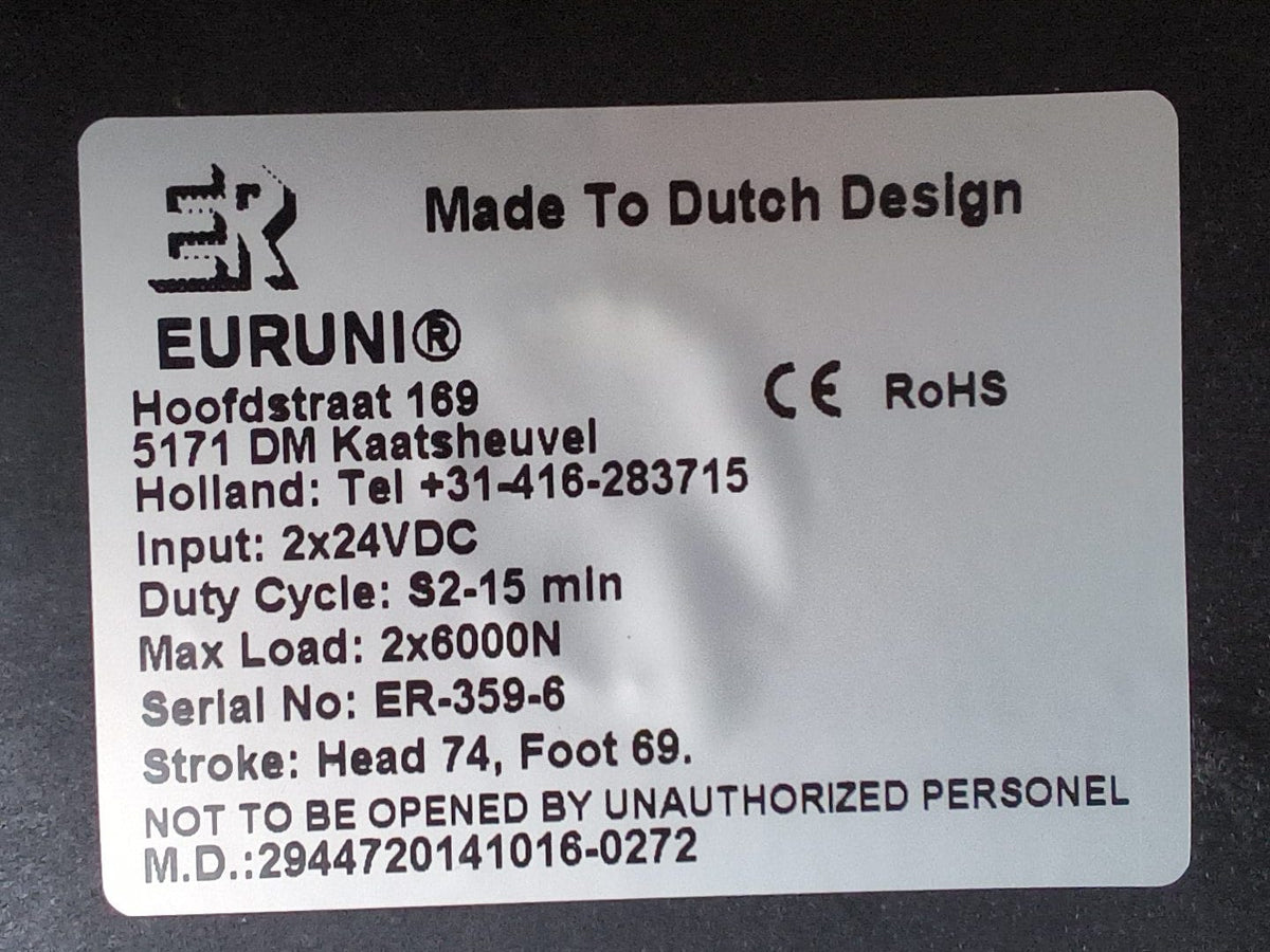 EURUNI ER-359-6 dubbele bedmotor – 2×6000 N – 74/69 mm
