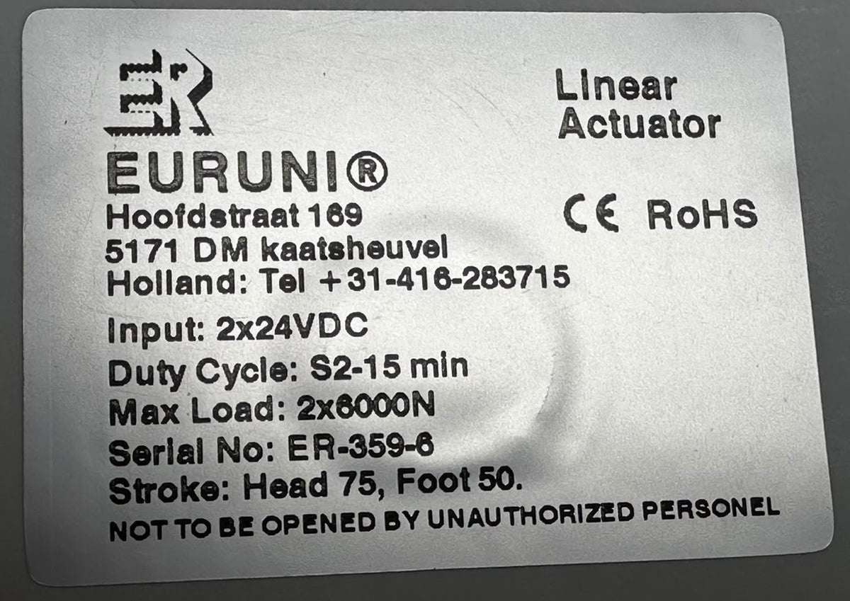 Euruni bedmotor – 2 × 6000 N – 75/50 mm