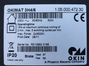 OKIN OKIMAT 3H4/6 1.05.000.472.30 – dubbele bedmotor | 2 × 3500 N | 87/69 mm