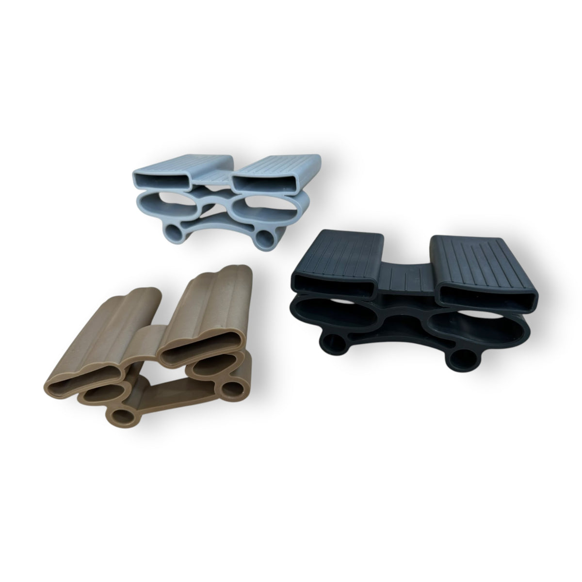 Dubbele rubberen lattenhouder ca. 35 × 8 mm – middelhoog model ca. 50 mm – penbevestiging Ø 12 mm
