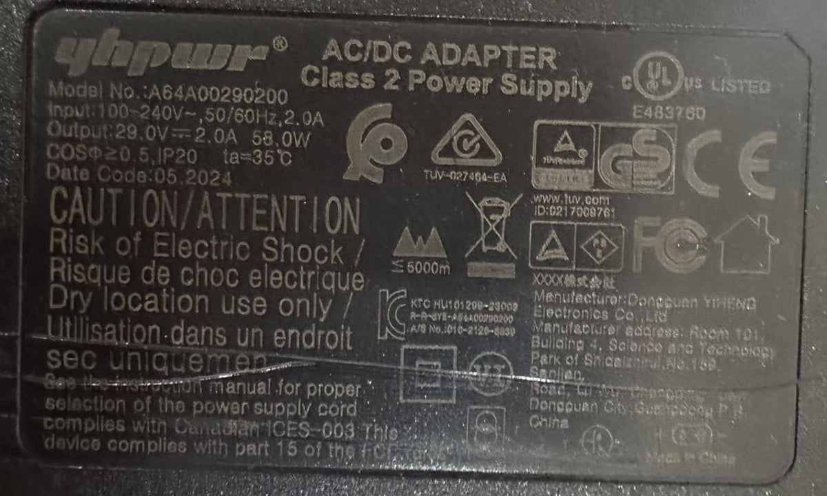 YHPWR AC/DC Adapter A64A00290200